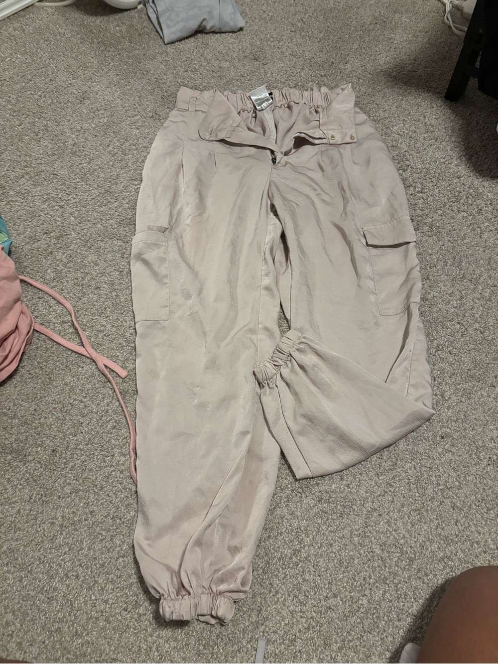 Express Light Beige Cargo Jogger Pants